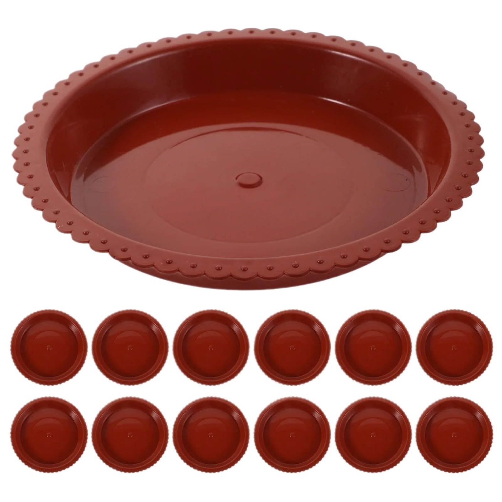 GIUPLOKID Plastic Drip Trays, 24pcs Round Plastic Planter Saucers Dark Red 11.5cm Spillproof Water Tray Indoor Outdoor