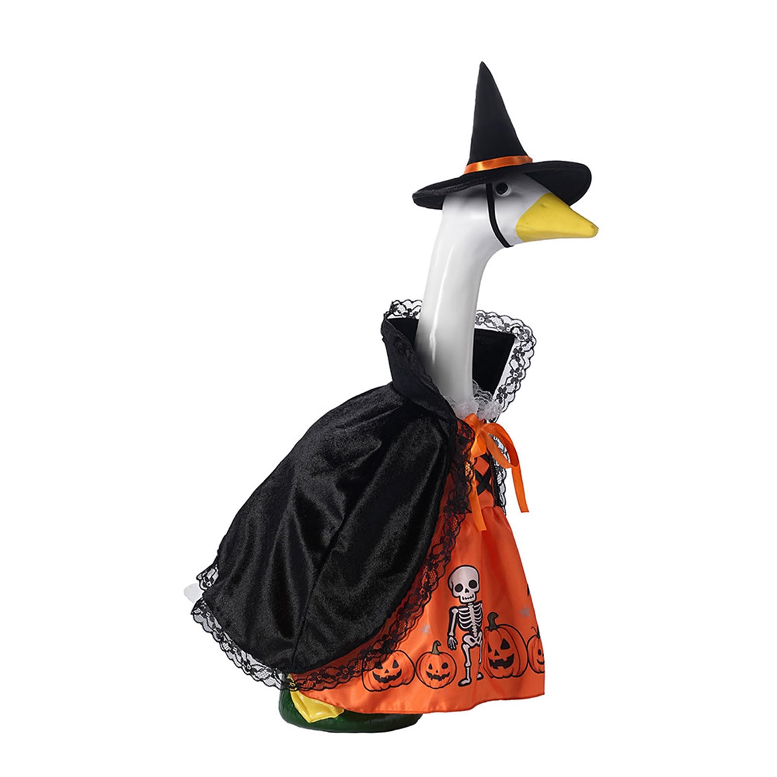 Ljmyy Witch Costume For Porch Geese Halloween Decoration 23Inch Geese Outfit with Hat Cloak Dress Outdoor Party Supplies