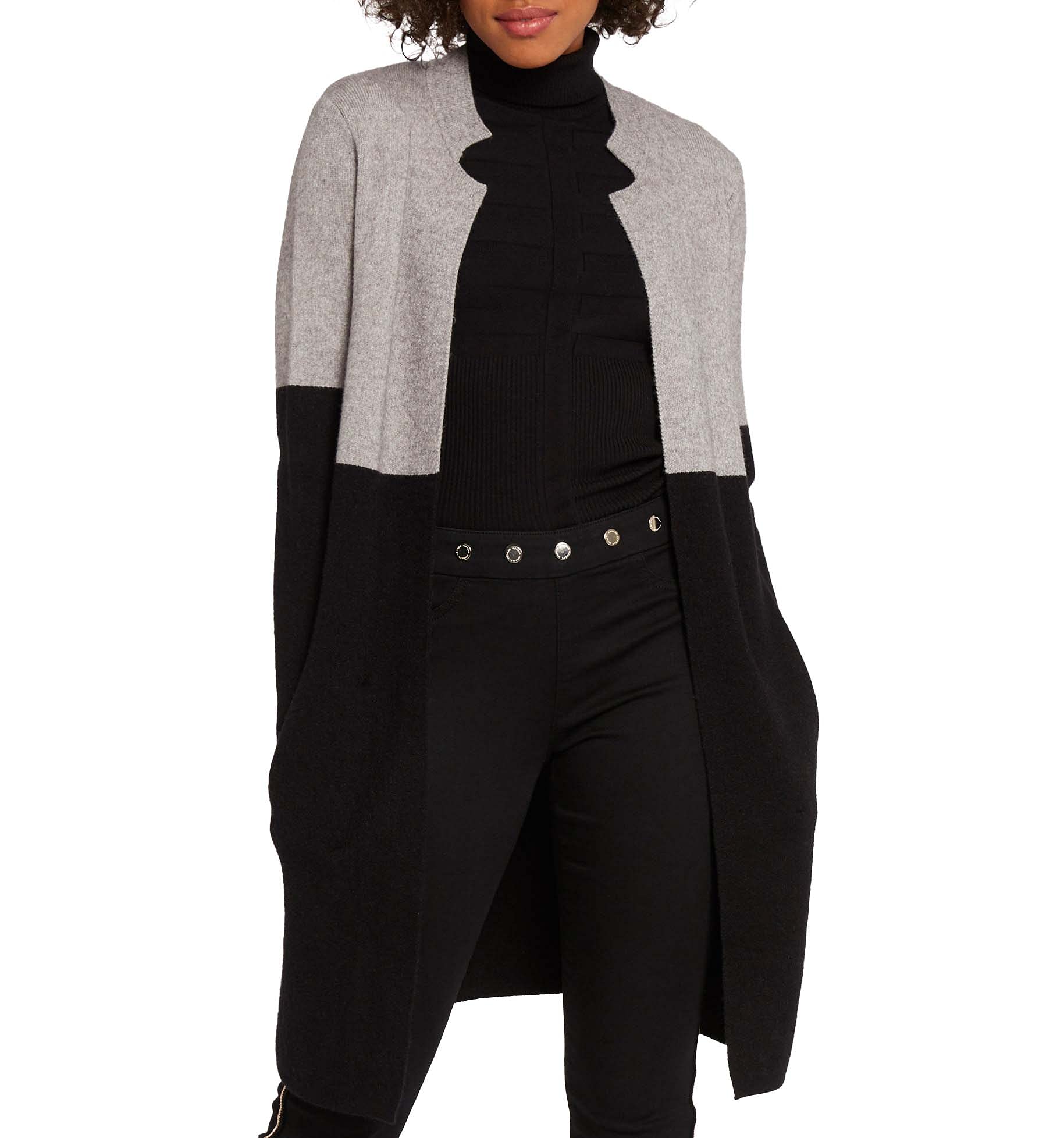 Morgan Longline Two-Tone Cardigan Women's Black/Grey Small