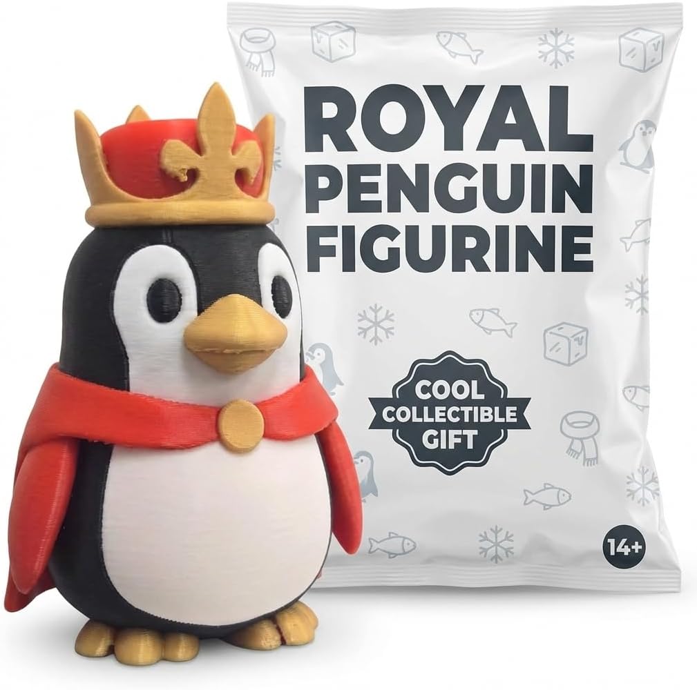 Royal Penguin Collectible Figurine - Striking Regal Bird Display for Desk Decor and Unique Gift - 3D Printed in Canada