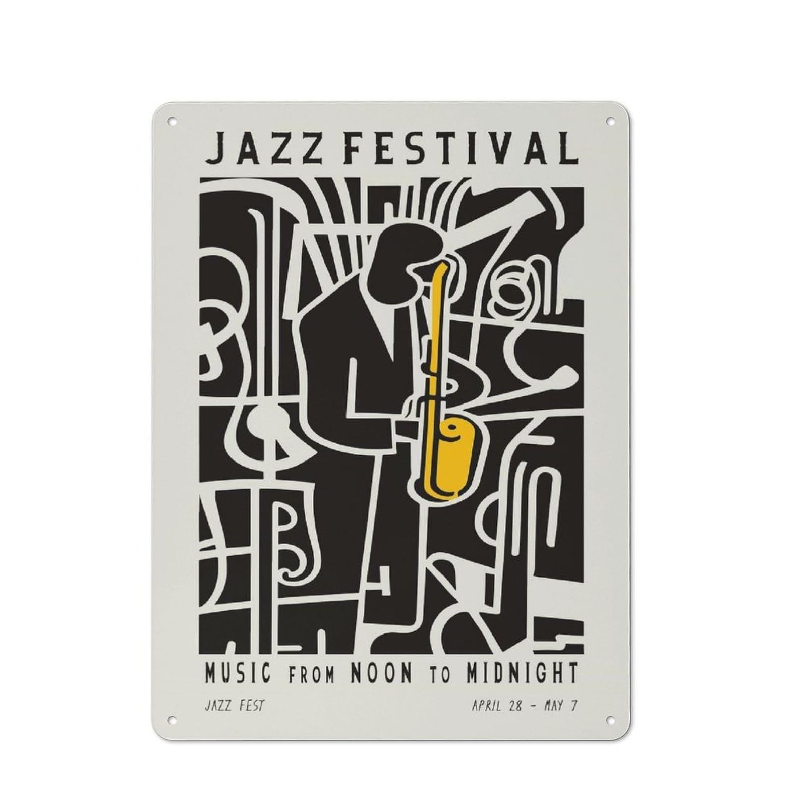 Junmoney Style-22 Black And White Jazz Fest Vintage Metal Wall Decor 40X30cm, Garden Room Metal Sign For Patio Bar, Workshop, Shed Or Kitchen