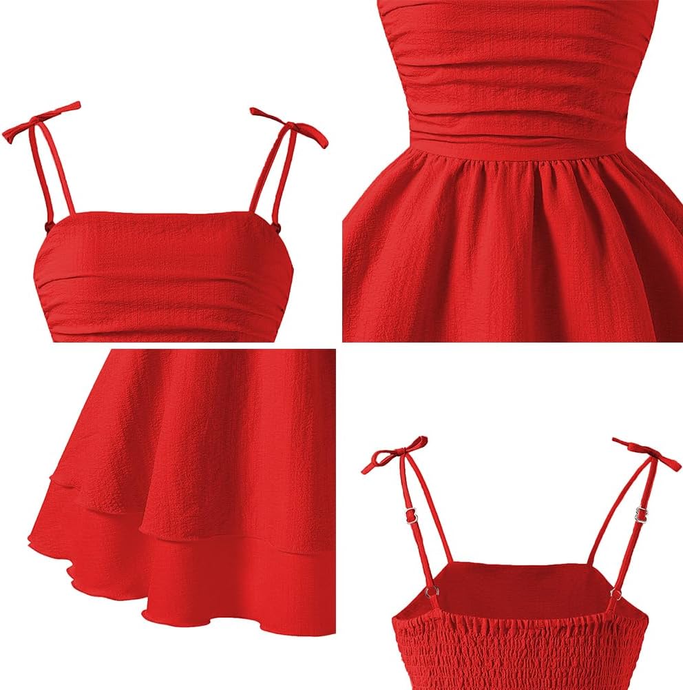 IBAKOM Girl Summer Smocked Dress Teen Graduation School Prom Frock Tween Wedding First Communion Junior Homecoming Dress - Image 3