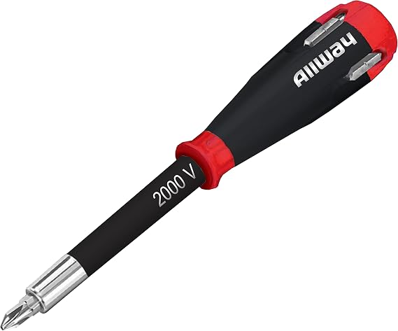 ALLWAY SD41 5-in-1 Lightweight Safety Shockproof Screwdriver with 4 Bits | Electrically Safe Up to 2,000 Volts, UL Tested for Safety
