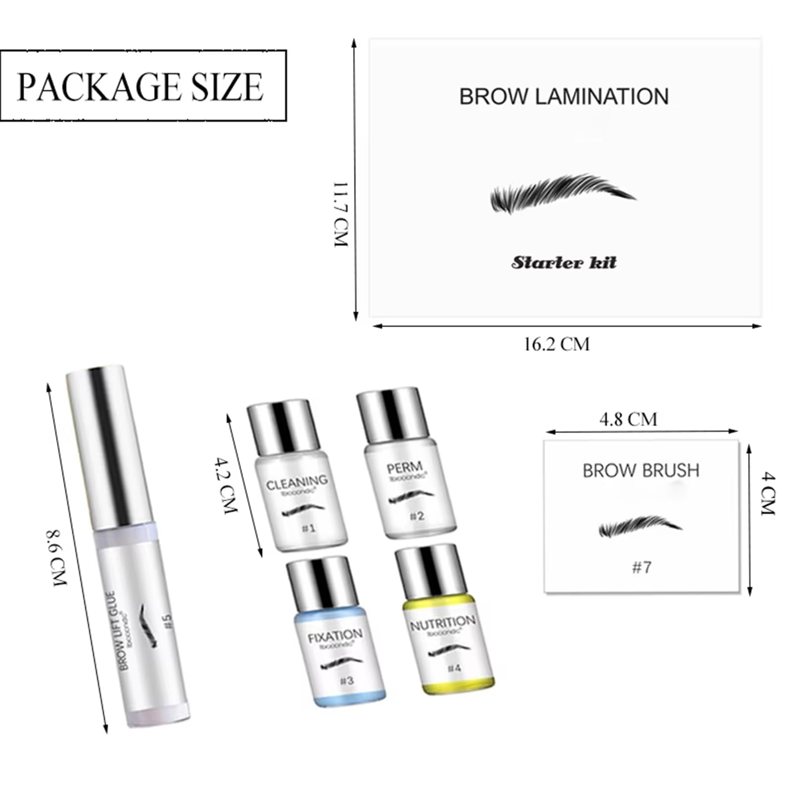 Kit Laminado de Cejas, Brow Lamination Kit Dura 6-8 Semanas, 15 Usos, Cejas Laminadas seguras y efectivas, Semipermanente Adecuado para Salón
