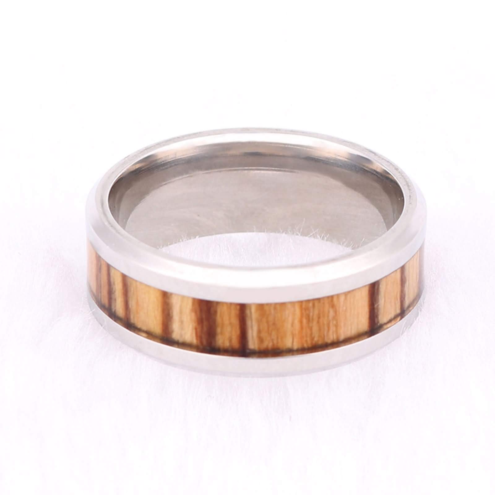Anello Carburo di Tungsteno Anello da Unisex con Intarsio di Legno Anello Uomo Fidanzamento Personalizzato 8MM Anello Fidanzamento Argento Marrone Misura 12-31