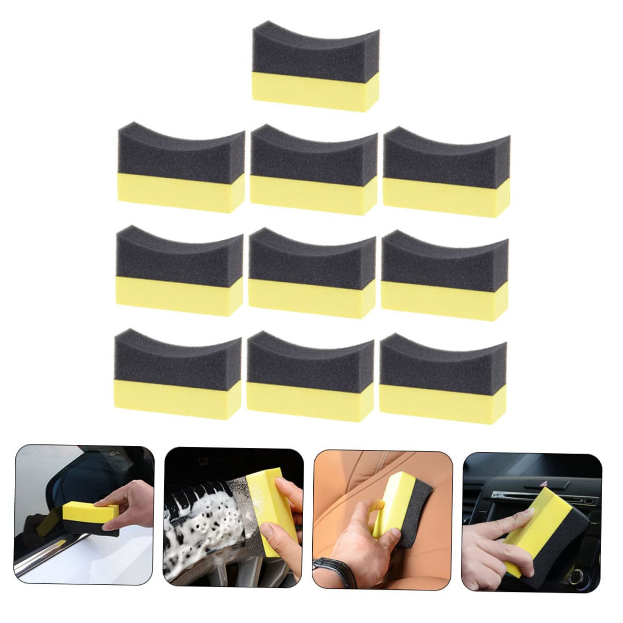 Cabilock Esponja De Lavado De Autos Espuma Pulido Esponja De Arcilla De Limpieza De Coche Neumático Húmedo Aplicador De Cera para Automóvil Compuesto PE 10 Piezas*4