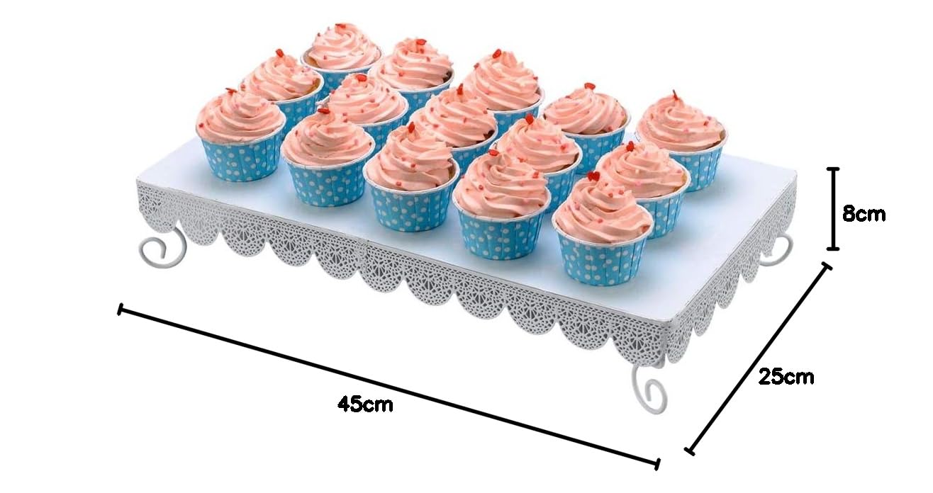 Alzatine Per Dolci A Torre 3 Ripiani - 2 Pezzi Argento, In Cartone Ondulato, Per Cupcake, Muffin E Pasticcini, Per Feste E Matrimoni, Con Manico A Cuore - 2