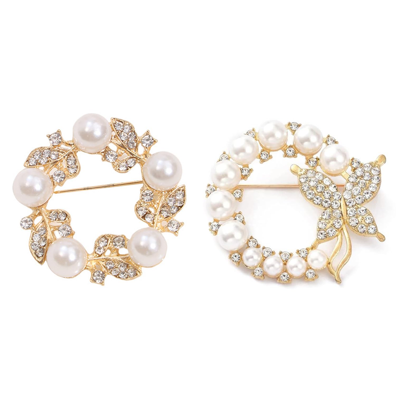 2 PCS Brooch Pin for Women, Saree Pin Brooches for Women, Elegant Pearl and Gold Saree Brooch, Versatile Day to Night Style Transitions, Wedding and Professional Attire Enhancement, White Pearl and Gold Brooch Set-image-16