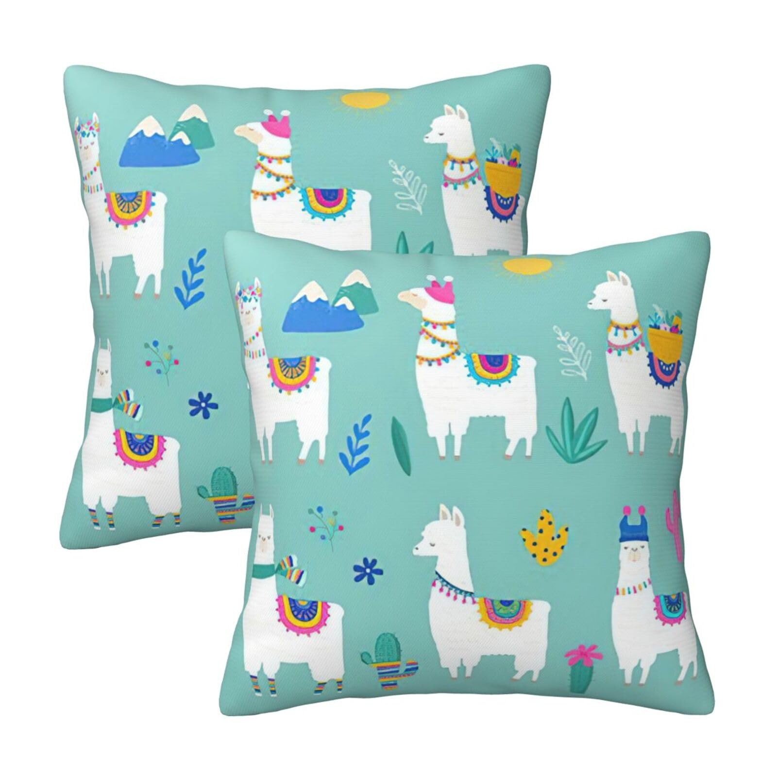 Kfjghhl Alpaca Llama Throw Pillow Covers Decorative Farmhouse Couch Pillow Case 4 Sizes Square Cushion Pillcase