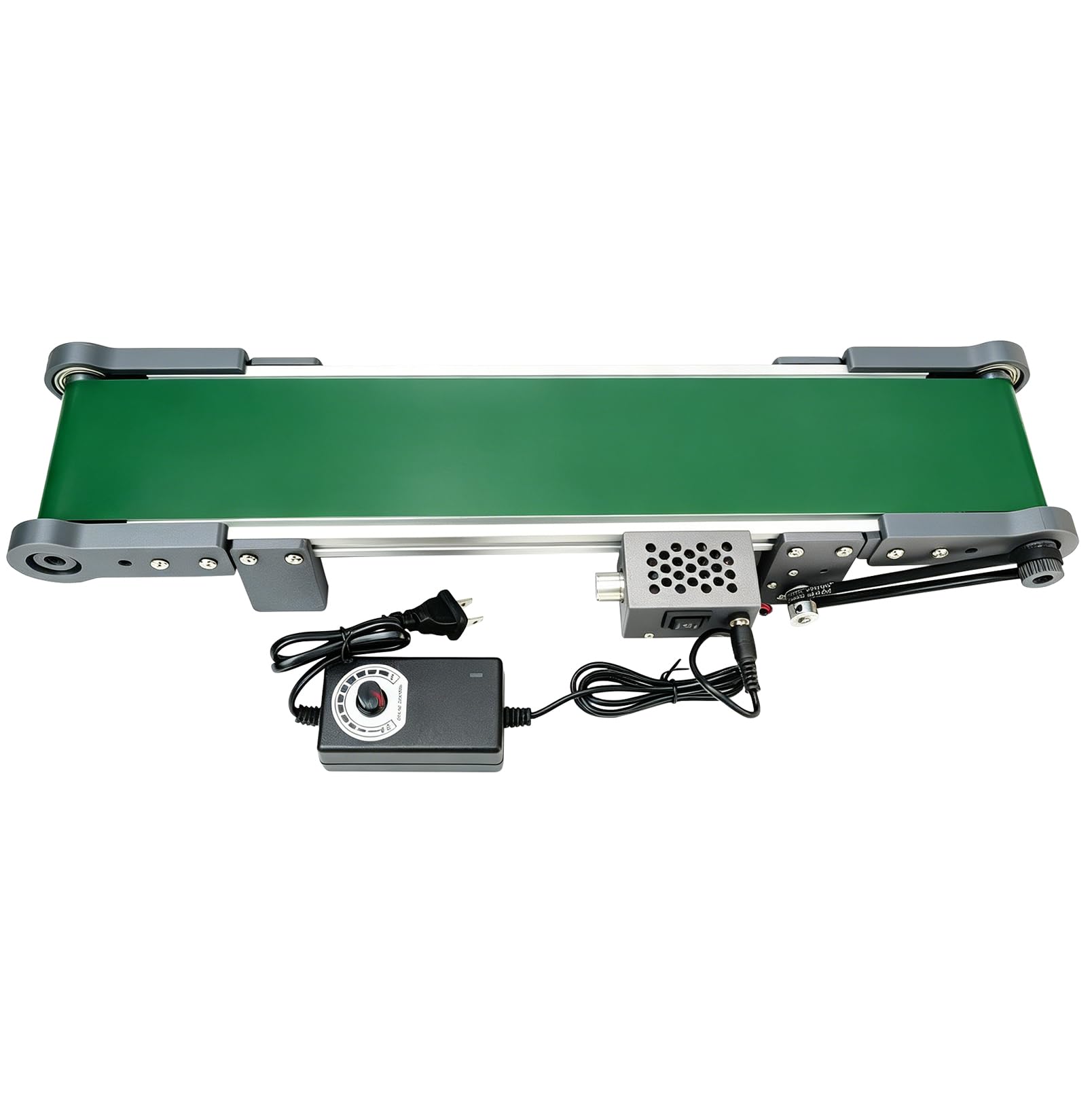Förderband Elektrisch 500 x 100 mm, Tischförderband mit Vorwärts-/Rücklauf | Stufenloser Geschwindigkeitsregelung, DC 12V Förderer 0-167 U/min, Bandgeschwindigkeit 1,8-7,6 cm/s für DIY Projekte