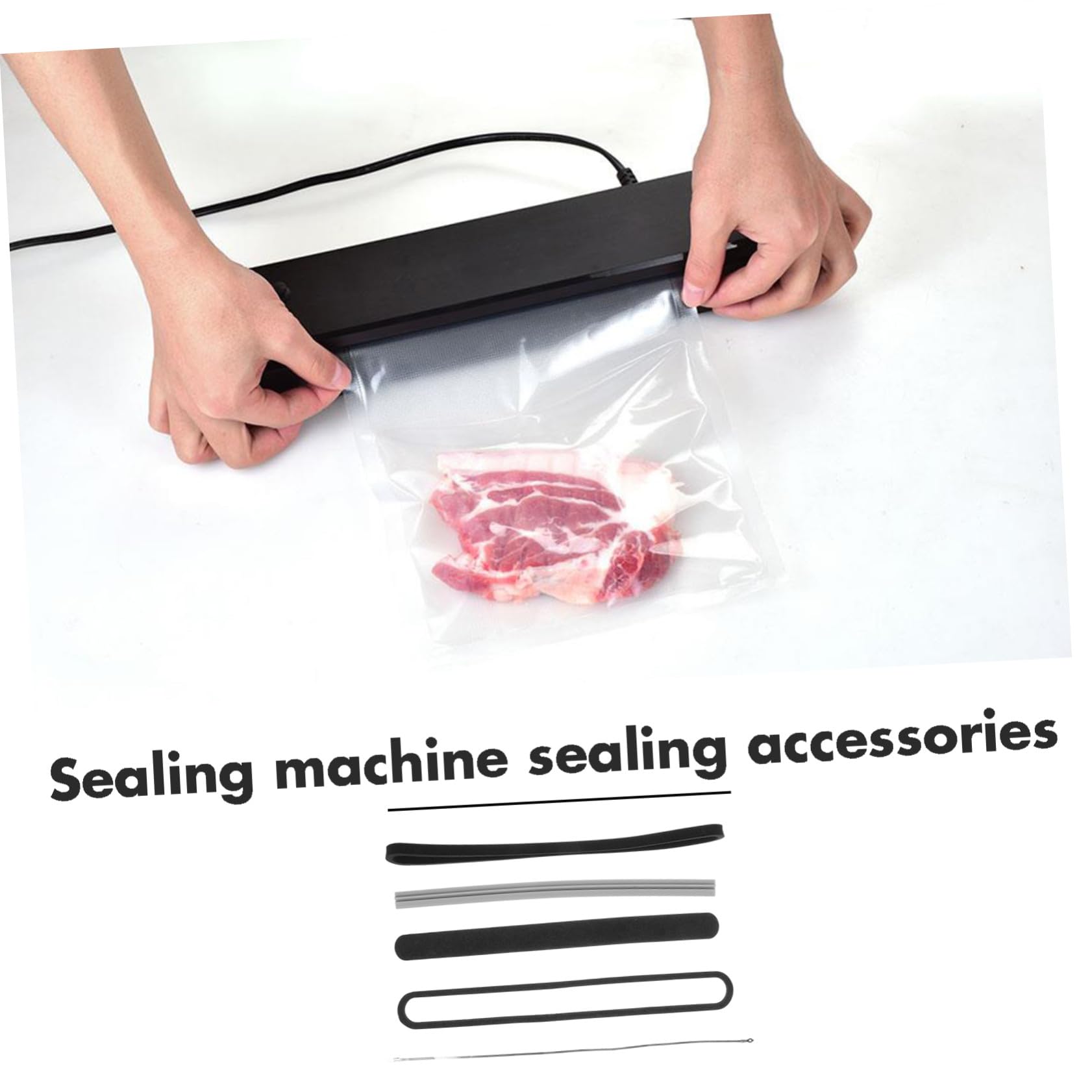 BESPORTBLE Kit Accessori Ricambio per Macchina Sottovuoto Strisce Silicone e Spugna Nero per Sigillatura Stabile e Funzionamento Manuale per Uso Negozio