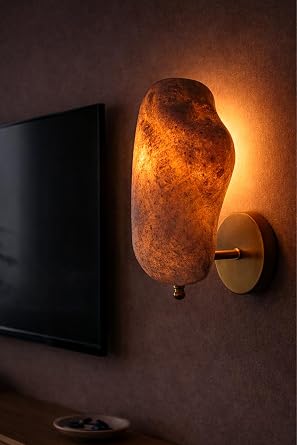 Wabi Sabi Karbon Beton Aplik Duvar Lambası, Handmade Modern Minimalist Wall Lamp, E27 Uyumlu Dekoratif Aydınlatma, Salon Yatak Odası İç Mekan, CE Sertifikalı – Akari [Enerji Sınıfı A]