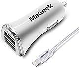 MaGeek? 4.8A / 24W 2-Port Cargador del Coche con la tecnolog?a de UniCharge + 1.0m Mfi Lightning Cable para el iPhone, iPad (Blanco) MaGeek? 4.8A / 24W 2-Port Cargador del Coche con la tecnolog?a de UniCharge + 1.0m Mfi Lightning Cable para el iPhone, iPad (Blanco)