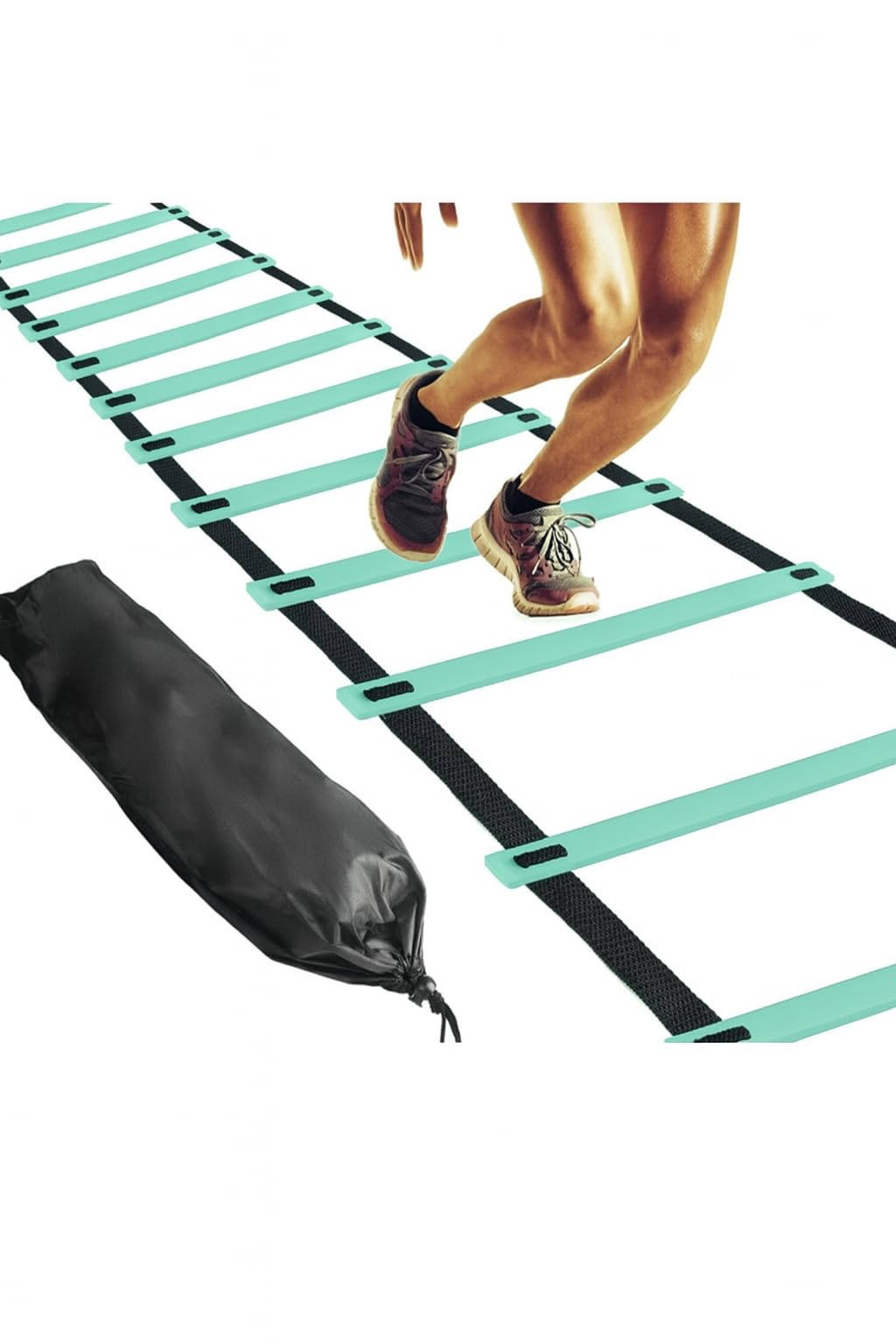 Serveuttam Agility Ladder 4 Meter Speed Training Ladder with 10 Adjustable Rungs, for Soccer, Football, Sports Training - Includes Heavy Duty Carry Bag Speed Ladder (Sea Green, 5 Meter 10 Rungs)-image-36