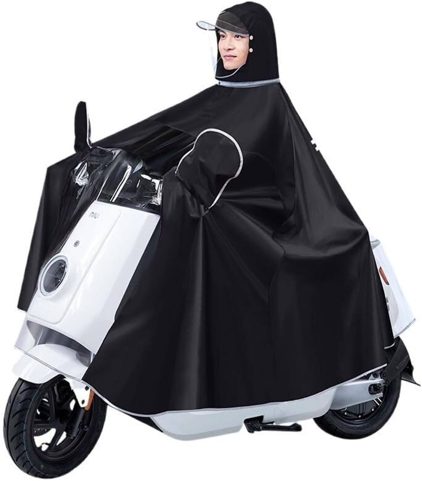 Wodoodporna peleryna przeciwdeszczowa, Odzież przeciwdeszczowa na rower elektryczny, Uniwersalny pokrowiec na pelerynę przeciwdeszczową z kapturem, poncho rowerowe, unisex, wiatroszczelny, przeciwdesz