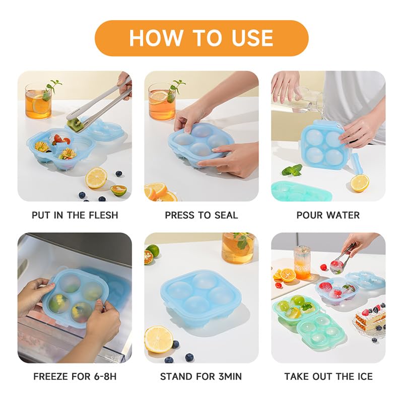 Bandeja de Hielo Redonda de Silicona para 4 Esferas miniatura 5