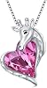 AOBOCO Horse Necklace 925 Sterling Silver Horse Lovers Heart Pendant with Crystal Animal Jewelry Gift for Women