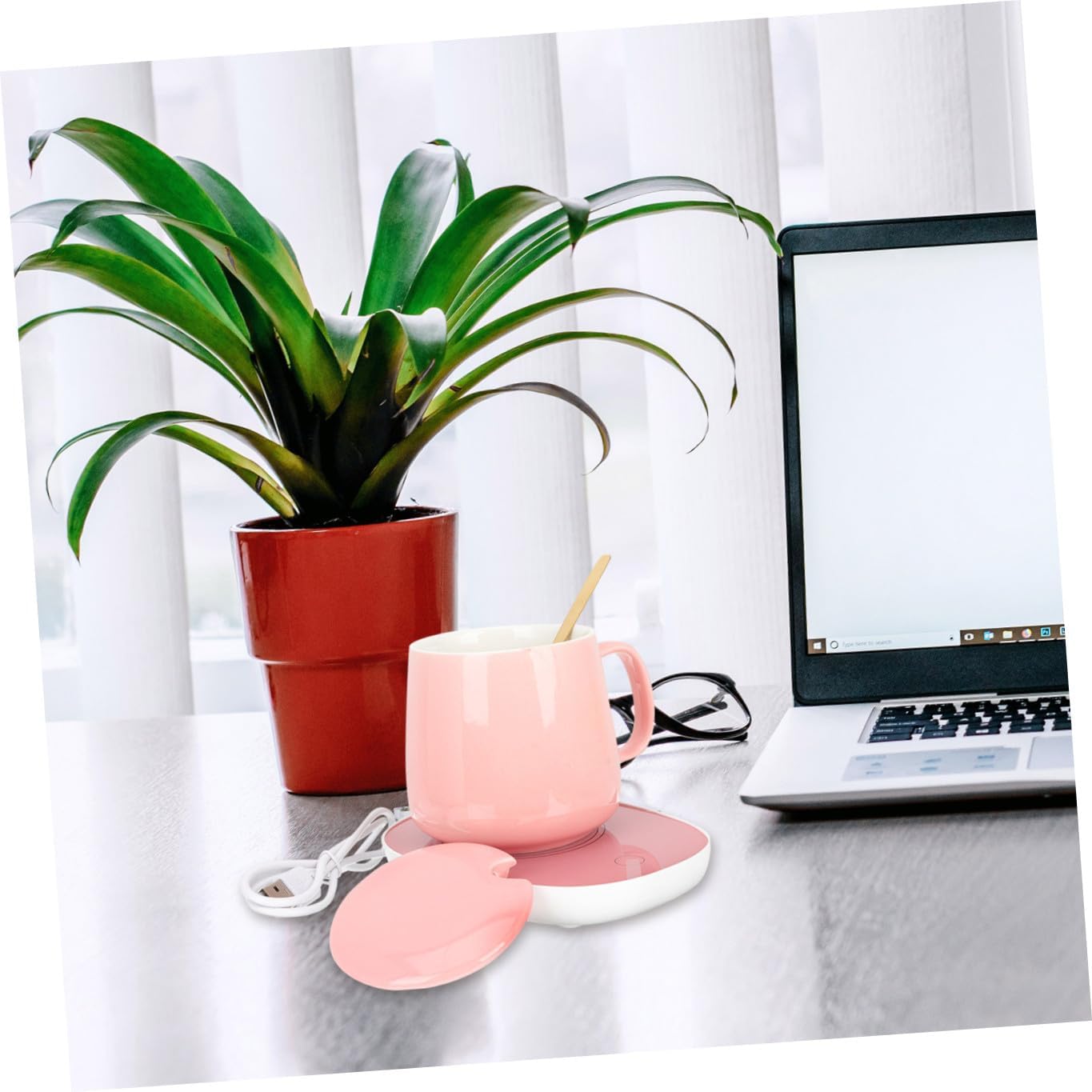 VICASKY Coffee Cup Warmer with Mug Thermostat USB Heated Beverage Cup for Coffee Tea Milk with Auto Temperature Control and Easy Clean Surface Pink
