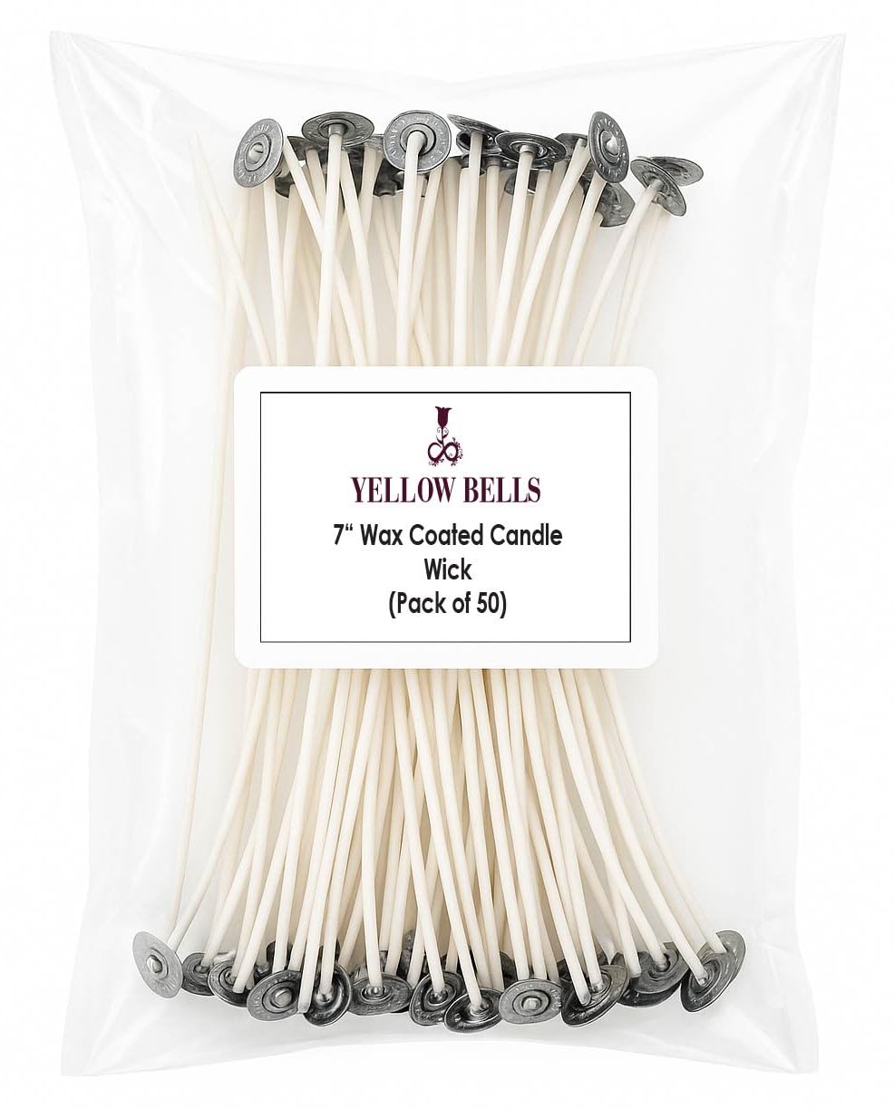YELLOW BELLS 7 Inches Candle Making Wick, Wax Coated Candle Wick (White) (Pack of 50)-image-27