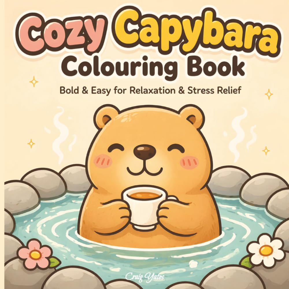 Cozy Capybara Colouring Book: Bold & Easy Kawaii Capybara Scenes for Relaxation & Stress Relief (Kawaii Colouring Collection)