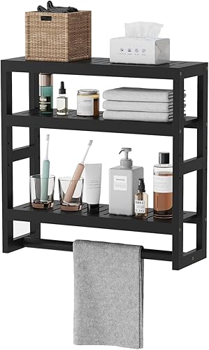 Estantes de baño para almacenamiento, pequeño estante de baño negro sobre el inodoro, estante ajustable de 3 niveles para almacenamiento de baño