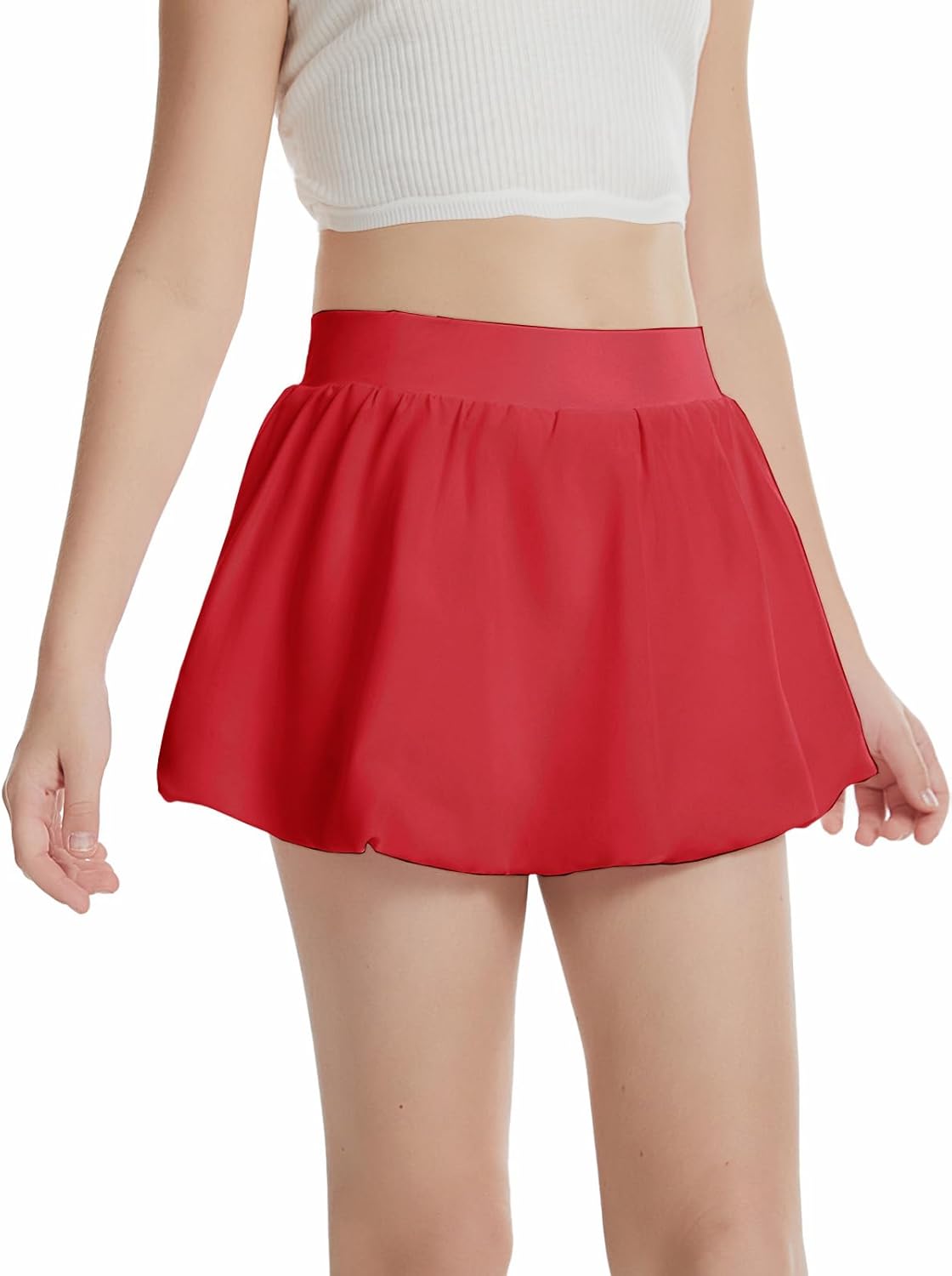Girls Bubble Tennis Skirts with Inner Shorts Pockets Ruffle Athletic Running Skort ...