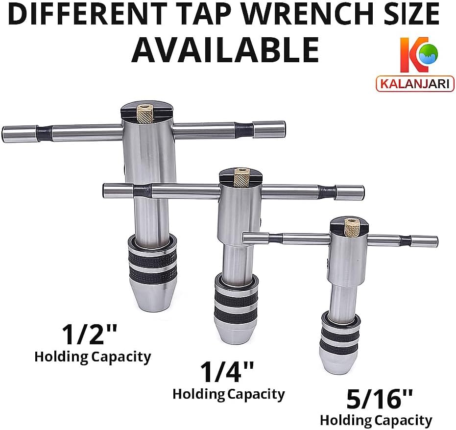 Ratchet T-Handle Tap Wrench Set – 3 Piece Set,T Type,Tap Holding 1/16" To 1/2"