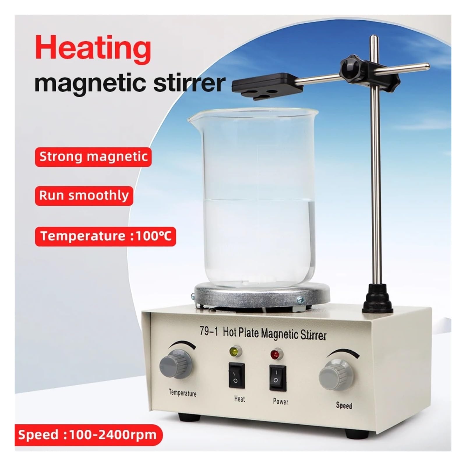 Agitador Magnético De Calefacción De 1000ml, Agitador Magnético De Placa Caliente, Máquina De Laboratorio Mezcladora Magnética De 2400rpm Con Control De Perilla Remueve Con Fuerza