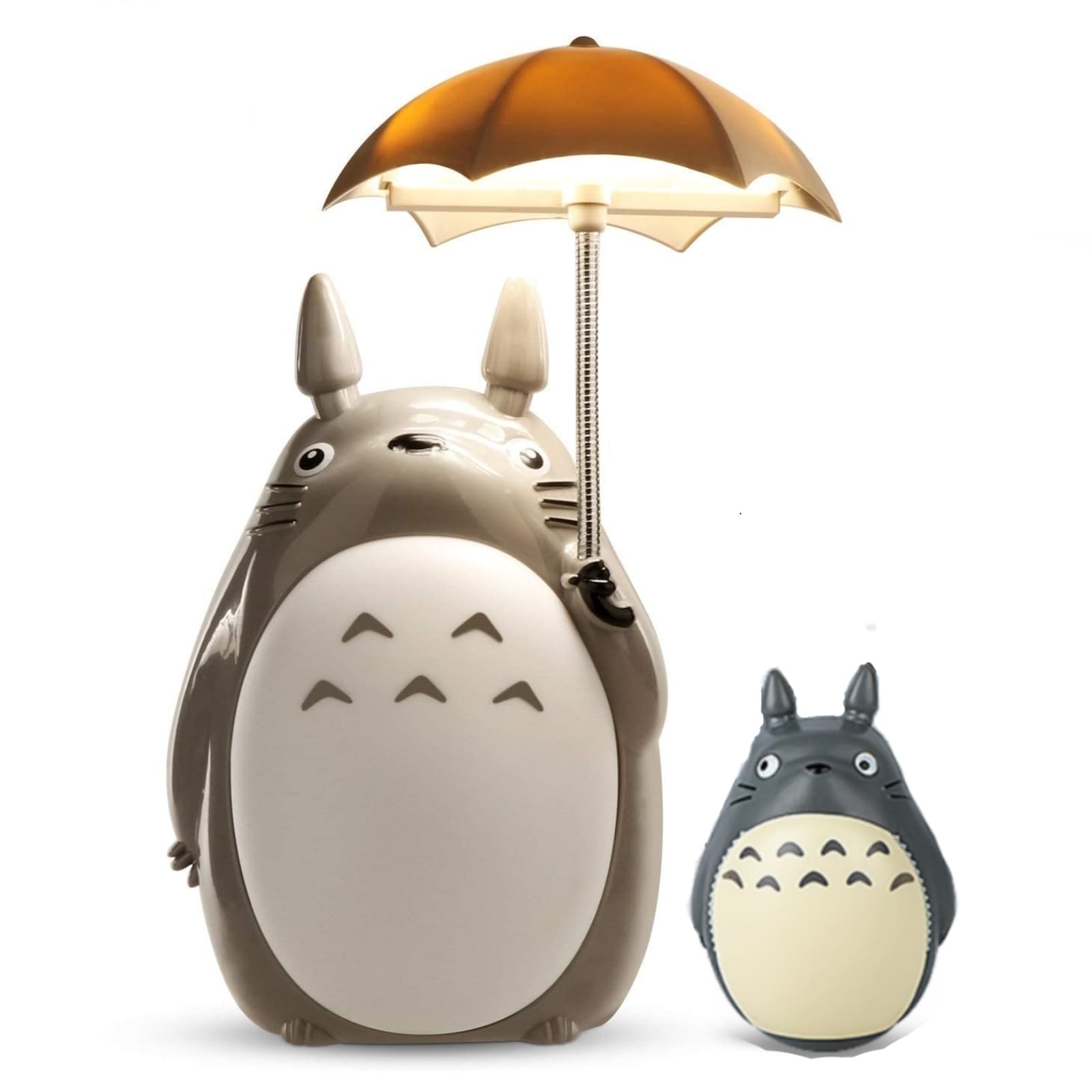 FEFURS Totoro Umbrella LED Night Light Kid's Character Lamp,My Neighbor Cute Stuff Night Light USB Charge (White Belly) Bonus Totoro Tumbler
