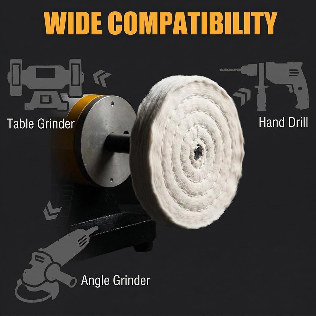 2 Pcs 5 Inch Cotton Buffing Wheels with 3/8" Arbor Hole | 50 Ply White Cotton Buffing Wheel for Aluminum, Metal, Steel, Alloy, Gemstone, Silver Polishing and Waxing for Grinder