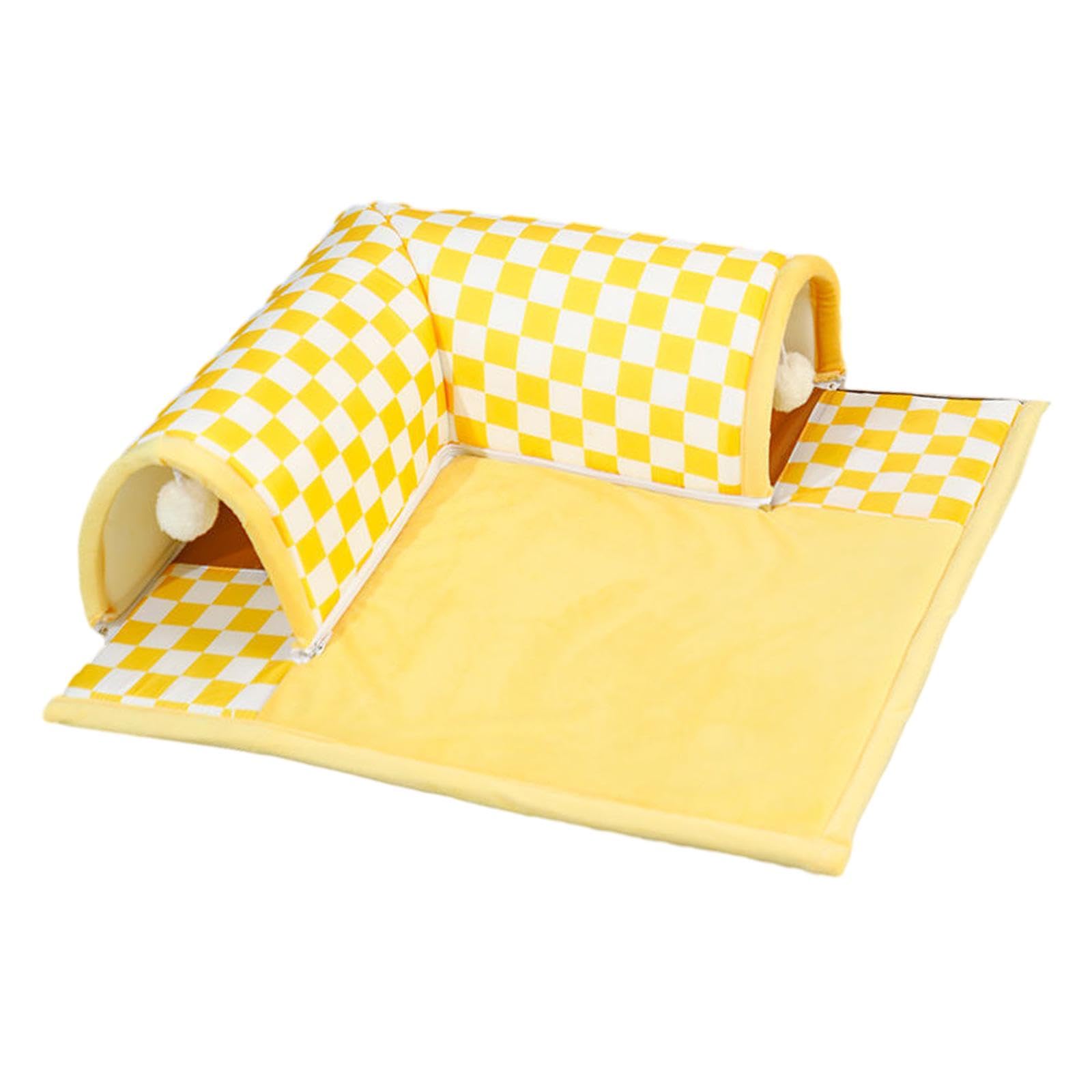 Tunel dla kota Tube Toys zabaw z zabawką do gry w piłkę Plac zabaw dla dzieci Kryjówka Interaktywna zabawka dla kotów domowych Chomik Bunny, L Blue/1235 (Color : XL yellow)