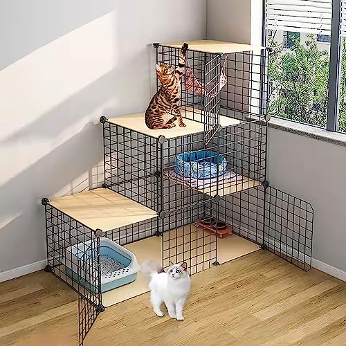 猫ケージ 屋内 DIY 猫 ベビーサークル 屋外 猫 エンクロージャー 取り外し可能 小動物ケージ 子犬 クレート 猫キャビネット - 小型ペット 猫 子犬用(サイズ:111x49x109cm)