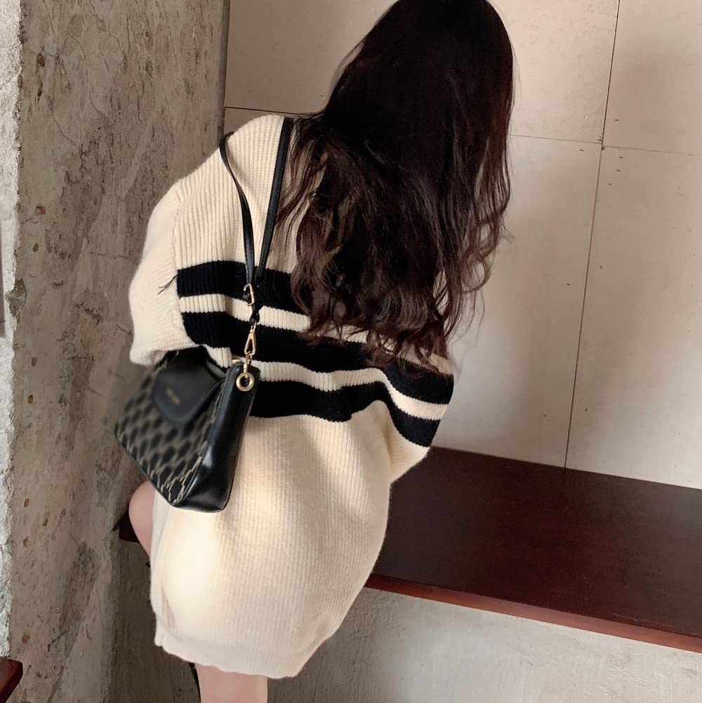 Amazon.co.jp: JJZXD ゆるい秋Oネック長袖ストライプニットプル