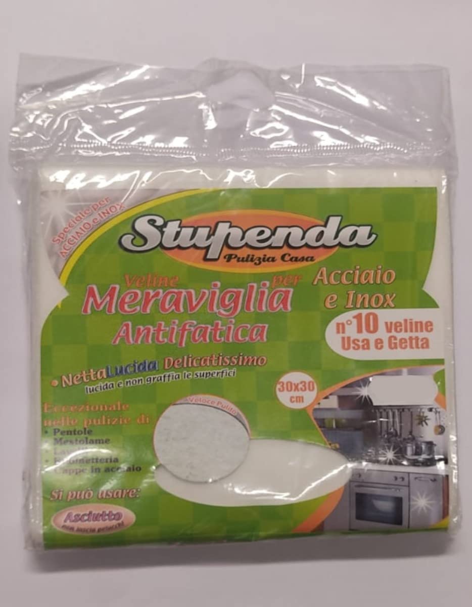 La Briantina - Stupenda - 10 VELINE USA E Getta MERAVIGLIA per LA Pulizia di Acciaio Inox - 30X30 CM