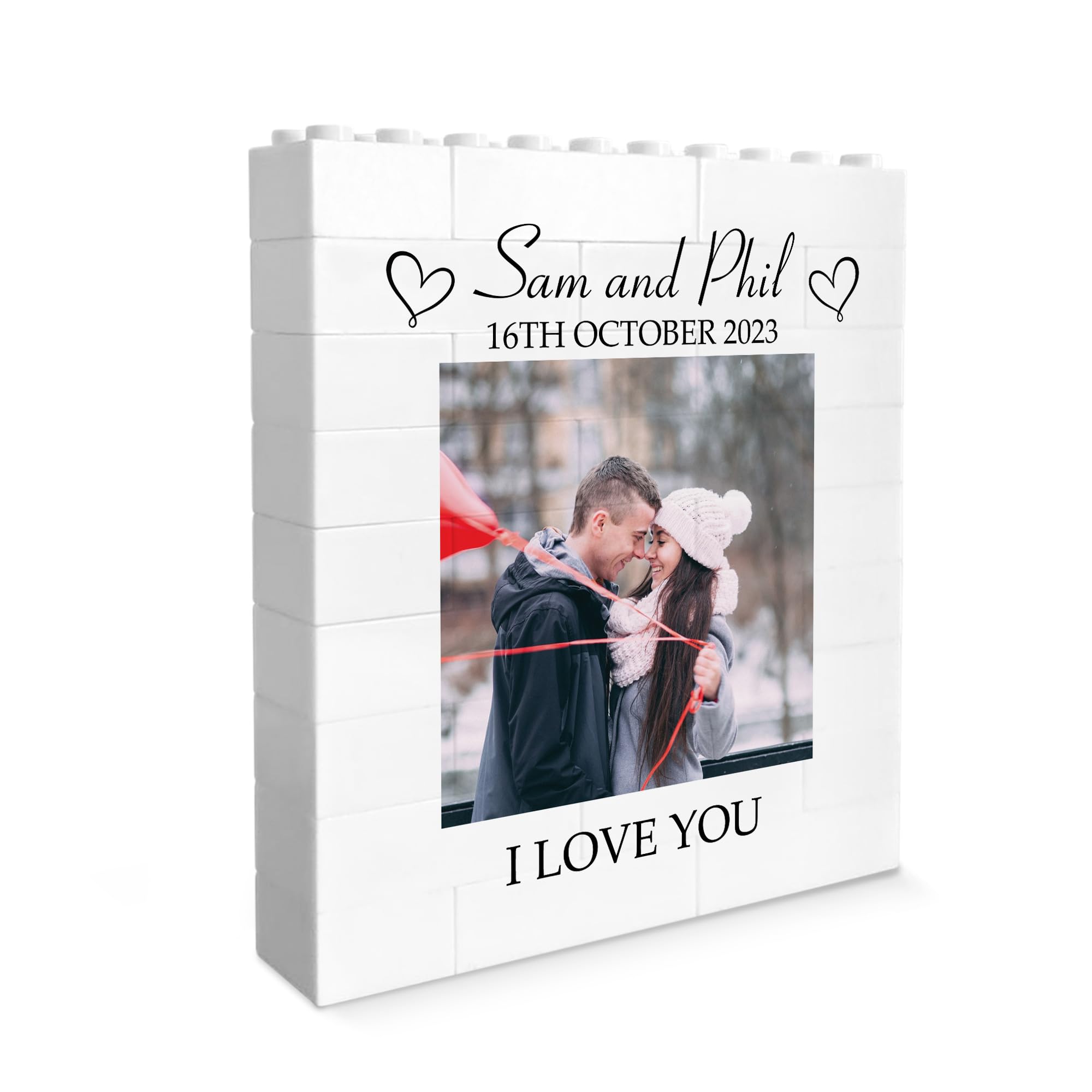 Red Ocean Personalised Photo Bricks For Couple, Photo Plaque, Gift For Anniversary, Building Bricks, Boyfriend Girlfriend Gift, Husband Wife Gifts, Him Her