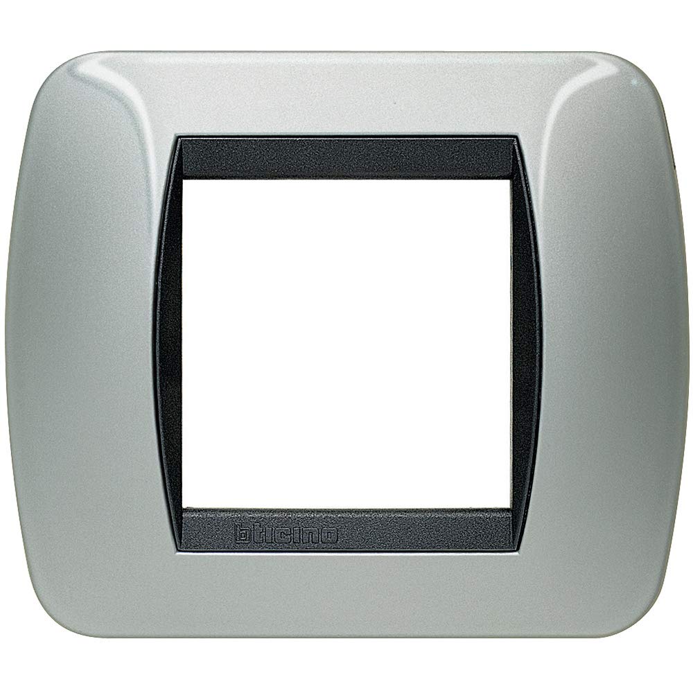 BTICINO L4802AL - LIVING INT - PLACCA 2 POSTI ALLUMINIO