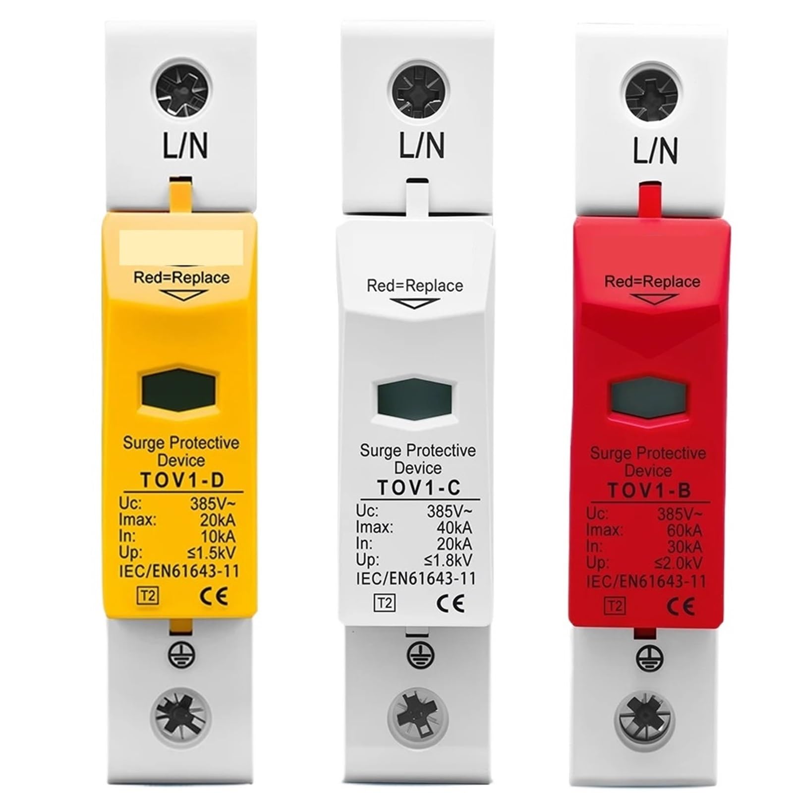 AC 1P 20KA 40KA 60KA 275V 385V 420V Protector contra sobretensiones doméstico dispositivo descargador de bajo voltaje carril Din