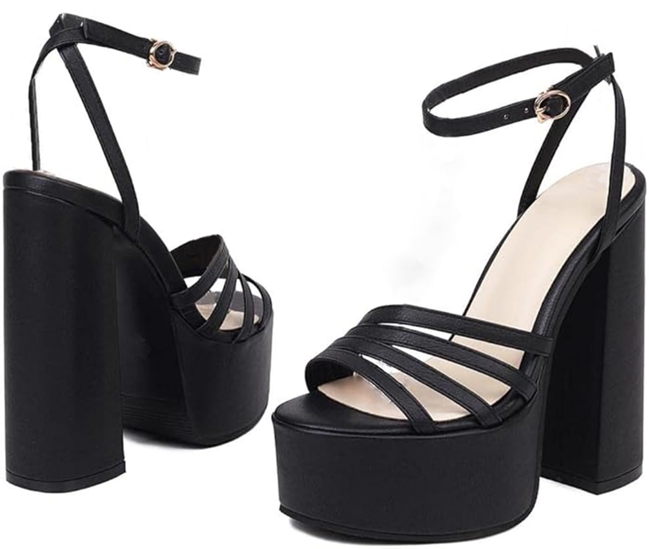 FROH FEET Women Stylish Black Ankle Loop Block Heel Sandal Trendy Party & daily use Heels Fashion Sandals (B0CJNV4SJF) Amazon Price History, Amazon Price Tracker