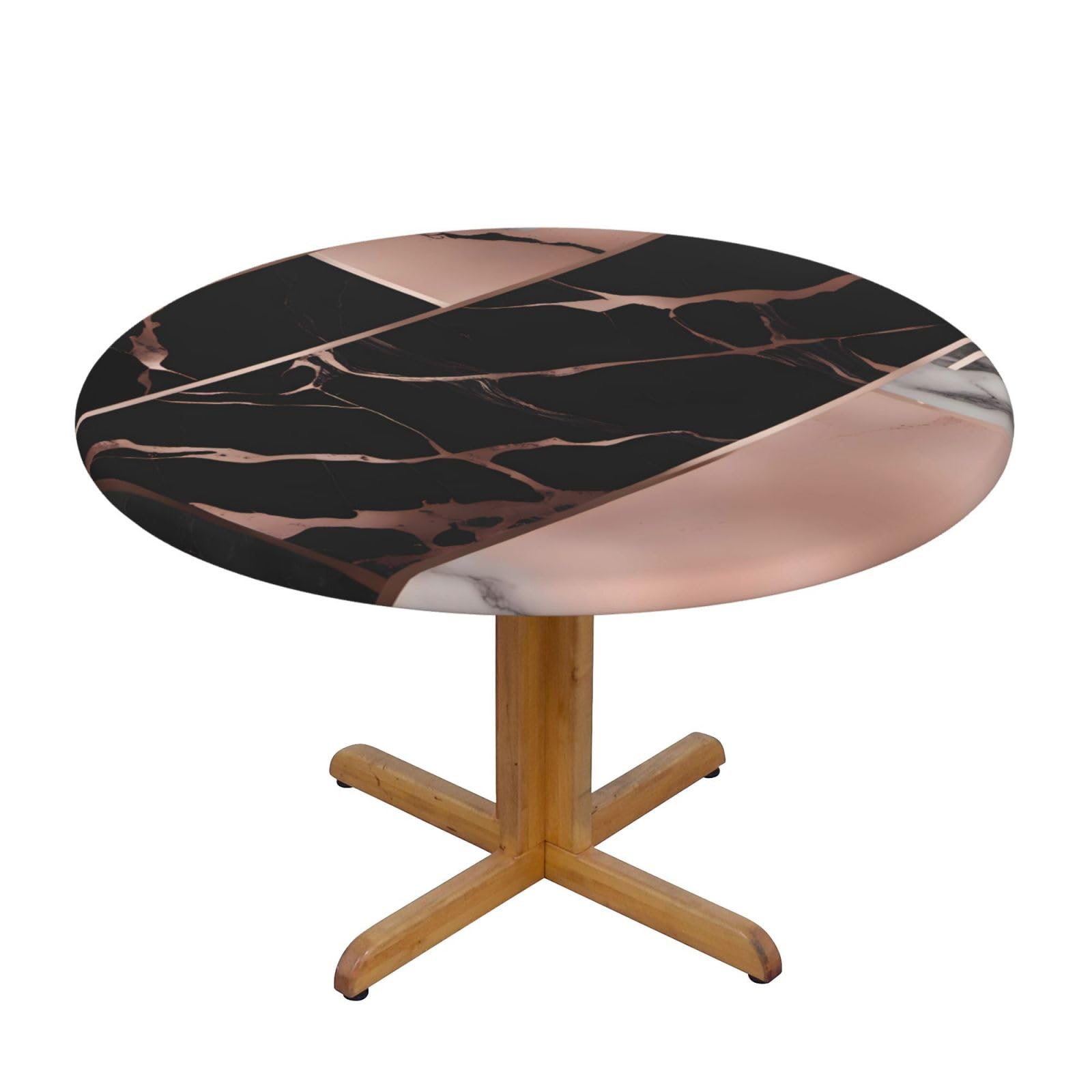 WZYWHJ Black rose gold Marble Prints Round table cover Tablecloth S home decoration waterproof and wrinkle-resistant for kitchen restaurant and party