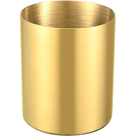 Gold Pencil Holder for Desk, 304 Stainless Steel Pencil Cup, Pen Holder Cup, Pen Pot, Vases Flower Pot, Makeup Brush Holder, Desktop Accessory Stationery Organizer