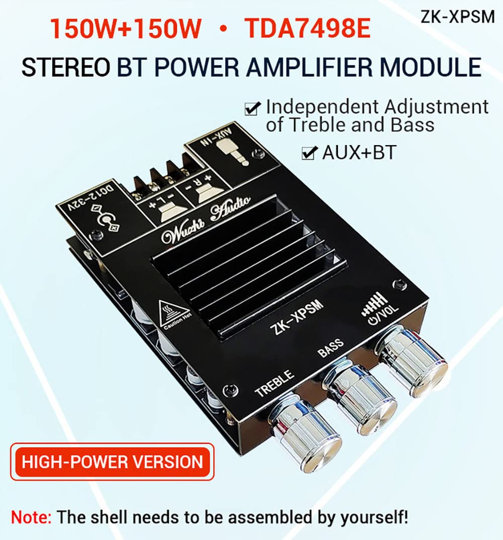 WANGCL ZK-XPSM 150W + 150W TDA7498E Audio-Leistungsverstärker Equalizer BT 5.0 Stereo Subwoofer HiFi Klasse D Digital Musik Heimkino AUX Verstärker