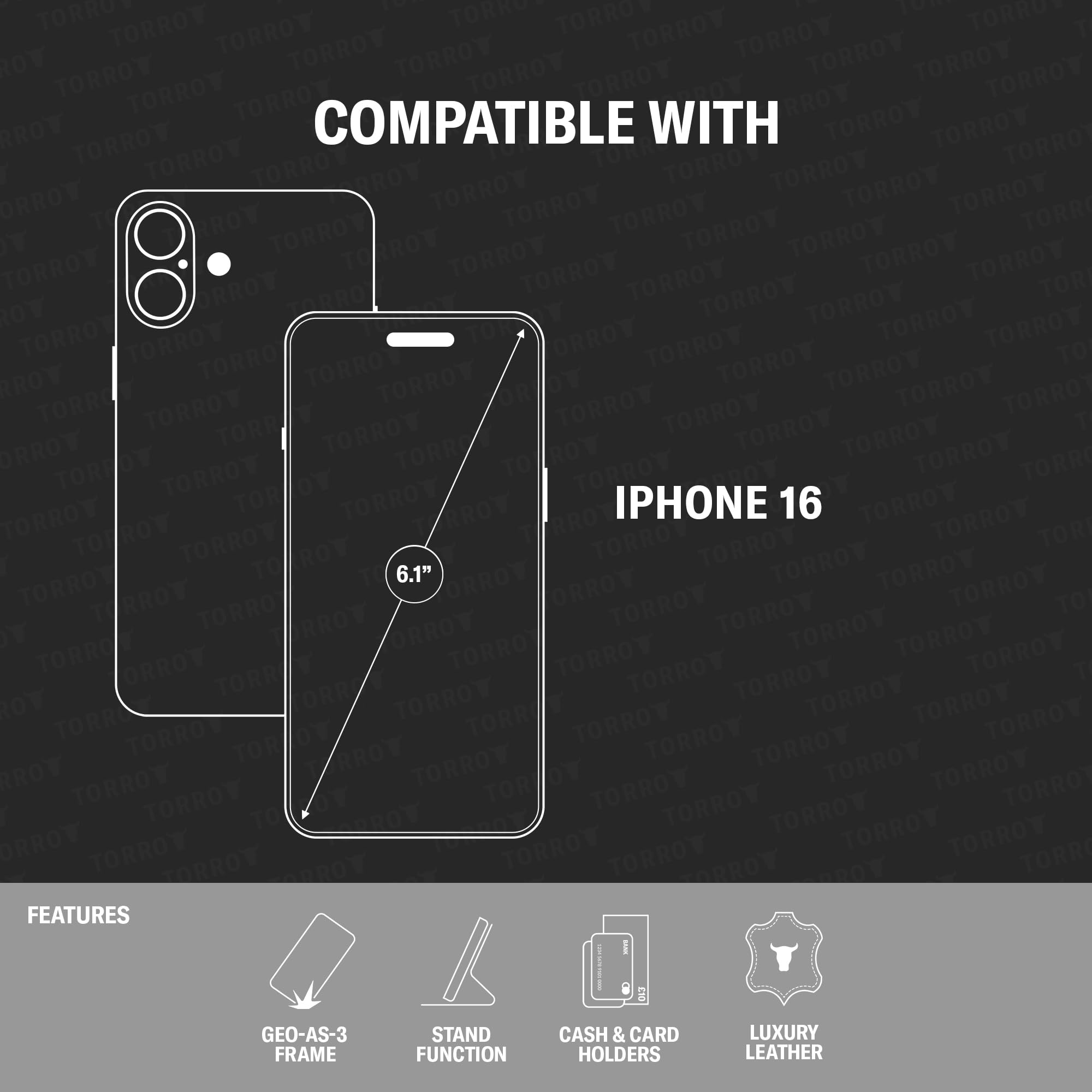 TORRO Leather Case Compatible with iPhone 16 - Image 2