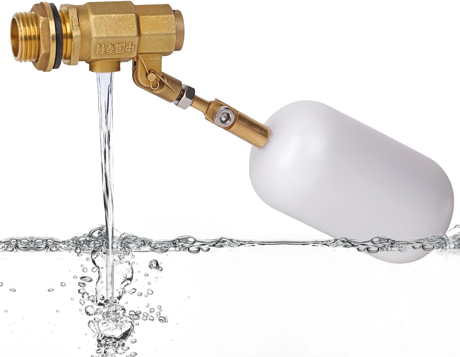 Float Valve 1/2 inch,Brass Valve with Plastic Water Float Ball Valve with Adjustable Arm Automatic Fill for Water Trough,Fountains,Water Tank,Ponds,Pool,Aquariums (1)