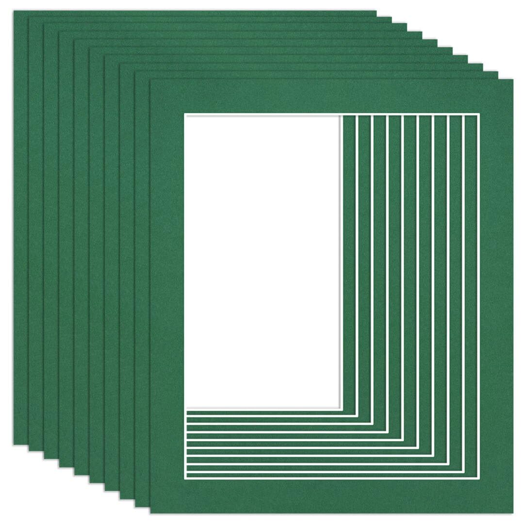 Procut Global 12x10" Emerald Picture Mounts to Fit 10x8" Aperture - Precision Cut Cardboard Photo Mount - Ideal for Frames, Prints, Artwork & Certificates - Sizes & Colours Available - 10 Pack