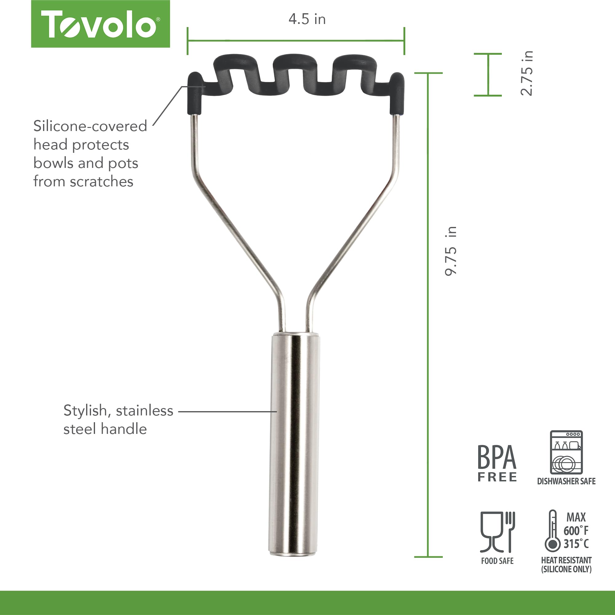 Tovolo Kartoffelstampfer aus Silikon, Anthrazit