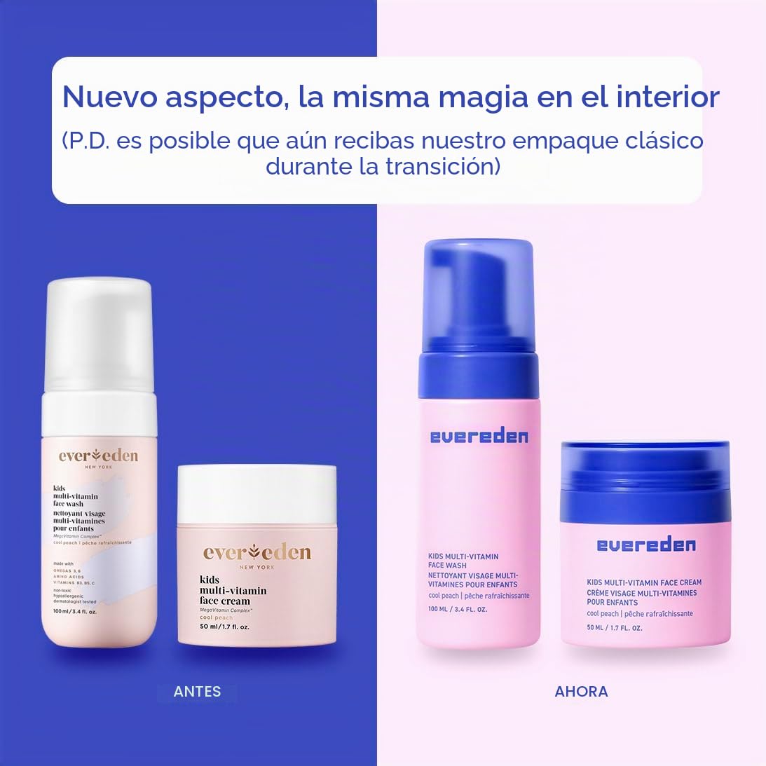 Evereden Kids Happy Face Duo (Cool Peach) - Juego de lavado facial multivitamínico para niños y crema facial para niños - Cuidado de la piel limpio y vegano para niños a partir de 3 años - Juego de