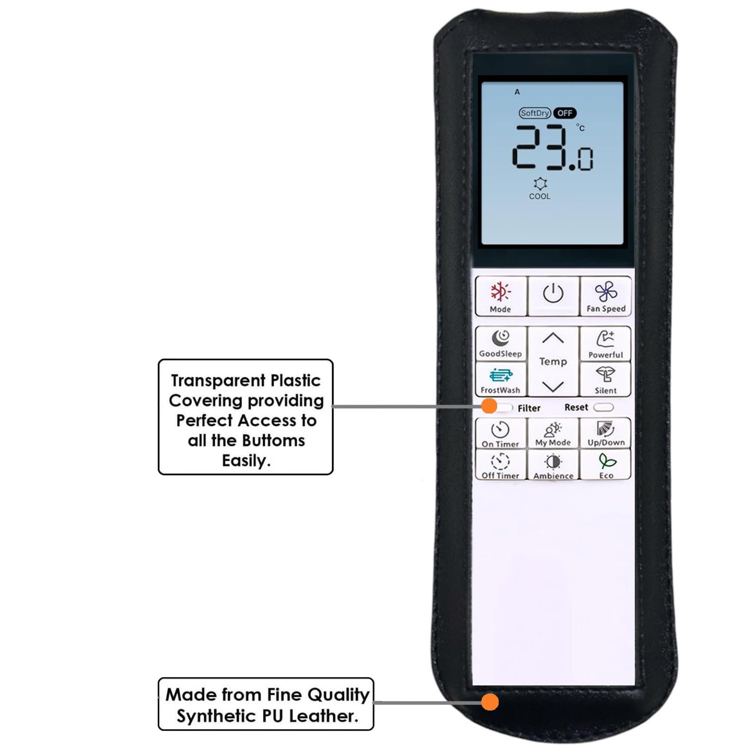 Zaoma Protective Case PU Leather Cover Holder Compatible for AC Remote Model No:. 272 Compatible for Hitachi Air conditioner and suitable for Split and window AC Remote Control Protective Case (Black) — Amazon image 4