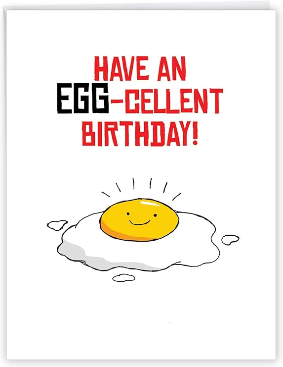 Amazon Com Large Birthday Puns Egg Cellent Bday Greeting Card With Envelope 8 5 X 11 Inch Humorous Sunny Side Up Egg Birthday Notecard For Her Or Him Big And Funny Card Stationery J6119abdg
