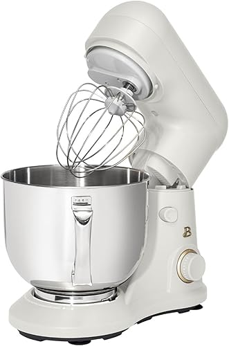 Miniatura 2 de Drew Barrymore - Batidora de pie de cabeza inclinable ligera y potente, capacidad de 5.3 cuartos de galón, glaseado blanco