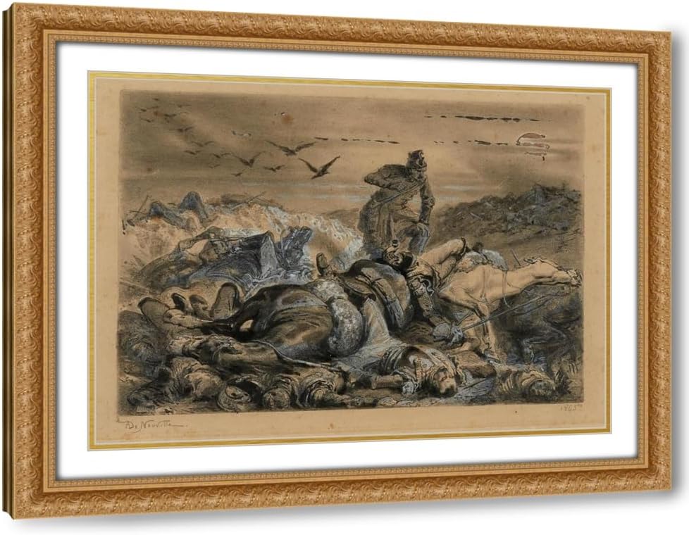 ArtDirect Waterloo La Champ de bataille la nuit (1865) Custom Framed Art Print Giclee Print or Canvas Options with Various Sizes and Customization by Alphonse Marie De Neuville